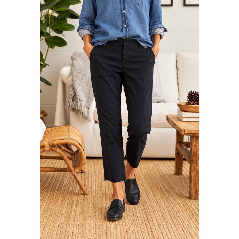 Frank & Eileen Pants 00 Black Wicklow Italian Performance Chino Stretch Raw Hem